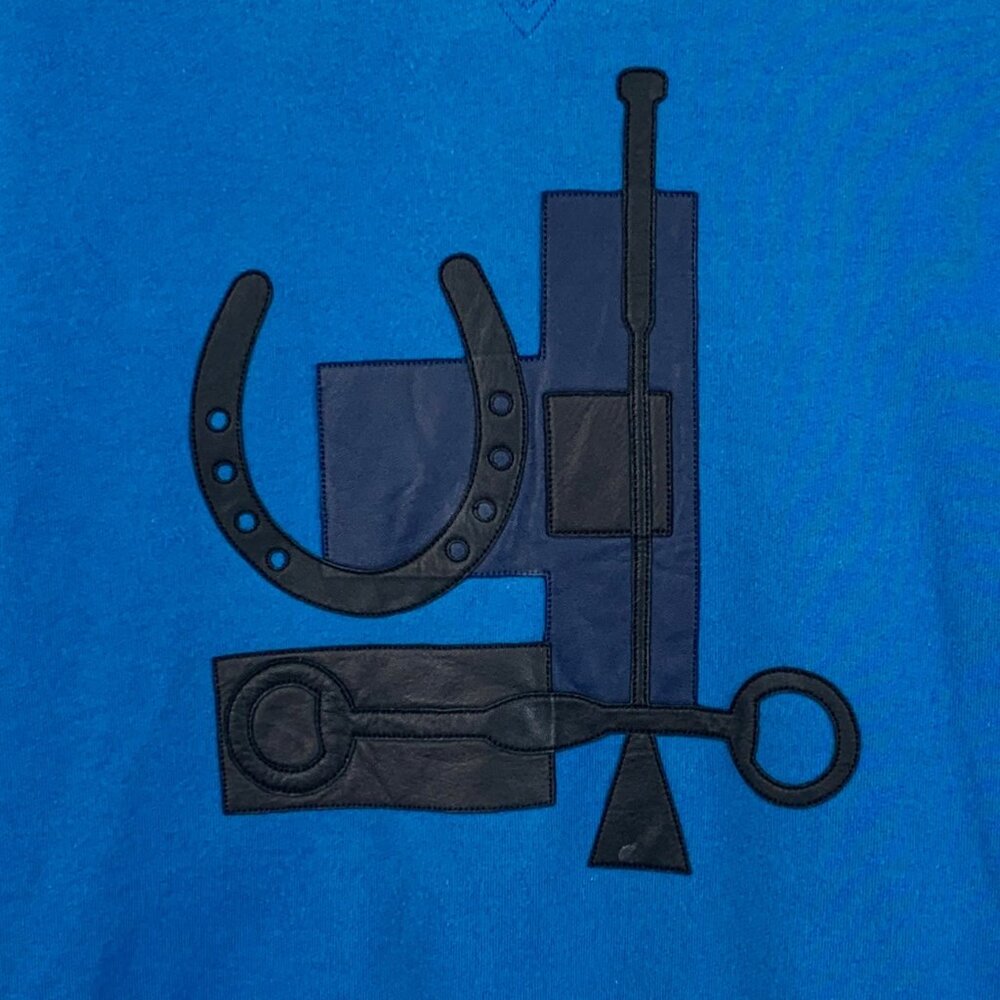 Hermes Dark Blue Mechanical Pattern Patchwork Cot… - image 4